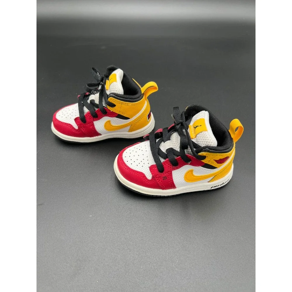 Jordan 1 Mid Crib Bootie White University Red Yellow DJ0335-067 Size 5C